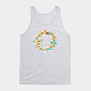 Mid Century Modern Miniature Houses Wreath Tank Top